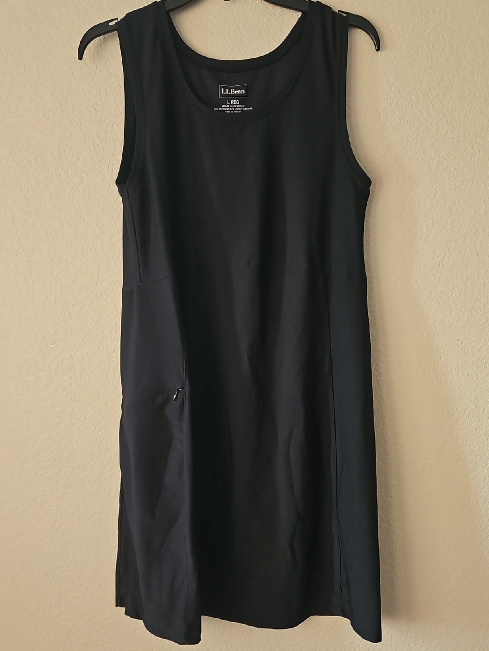 L.L. Bean Black Sleeveless Midi Shift Dress Large